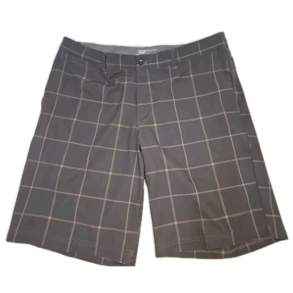 Nike Golf Shorts‎ Men's Sz 36 Dri-Fit Gray/Pink Plaid  Poly/Spandex Performance